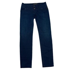 Serfontaine Womens Jeans 27 Dark Blue Double Button Skinny Denim California Made